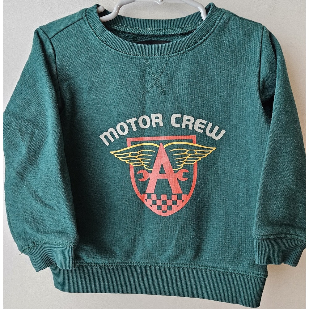 Joe Boxer Toddler Sweatshirt‎ 2T Green Motor Crew Racing Graphic Crewneck